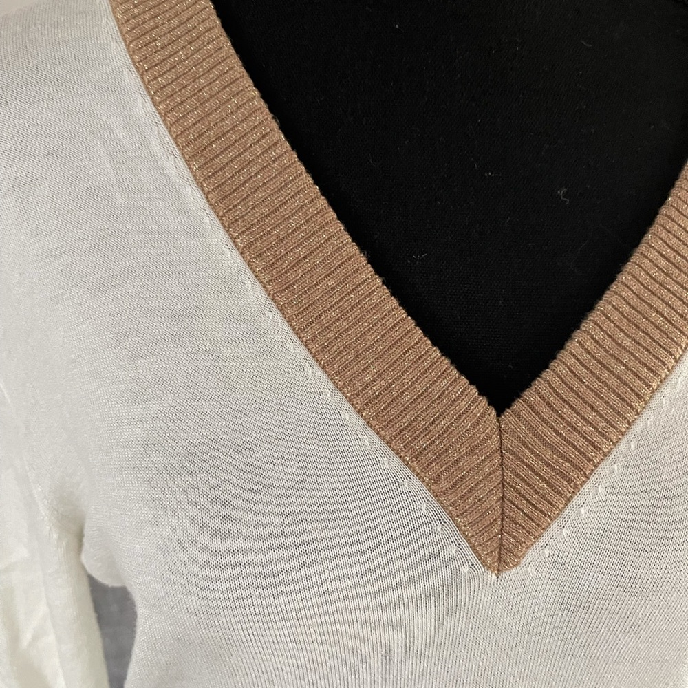 Michael Kors Cream and Gold Lightweight Sweater - Picture 2 of 3